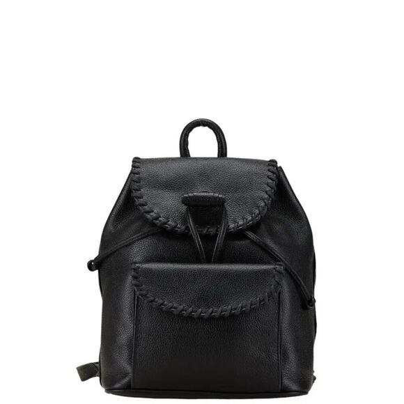 YSL Yves Saint Laurent Black Whipstitch Leather Flap Backpack Designer Luxury - Picture 1 of 10
